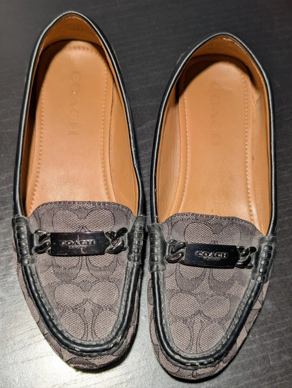 COACH Women's Gray Signature Canvas Loafers